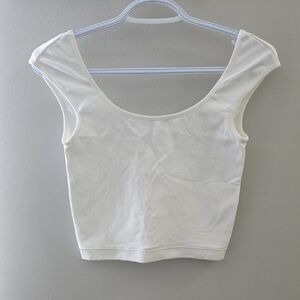 Garage White Ribbed Crop Top